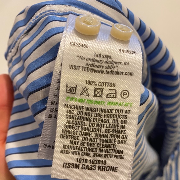 Ted Baker Light Blue Stripped Button Down - Picture 6 of 7